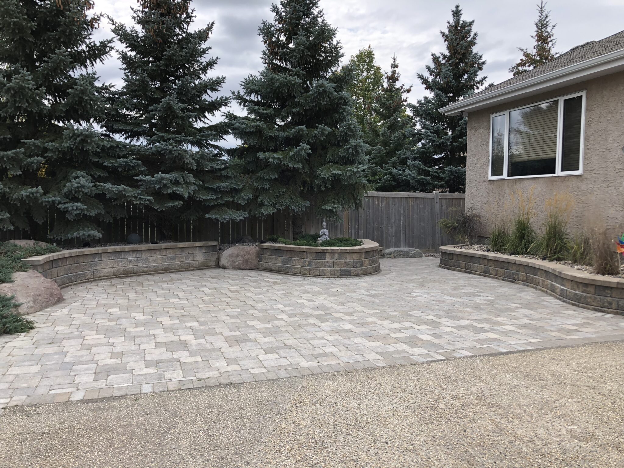 Backyard Patio Pad Paving Stone Installation With Landscaping - Barkman Roman Pavers