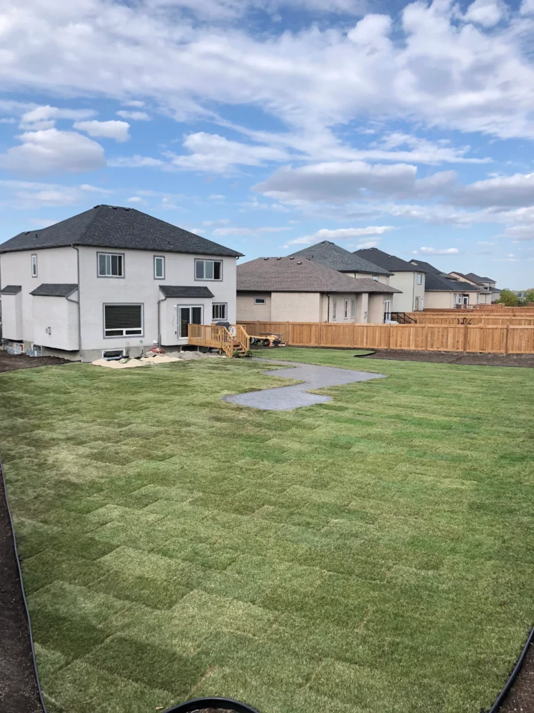 Full backyard kentucky blue sod installation in Winnipeg Manitoba
