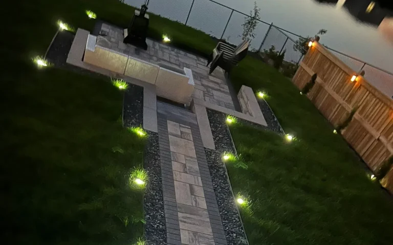 Low voltage LED lighting on a newly landscaped property
