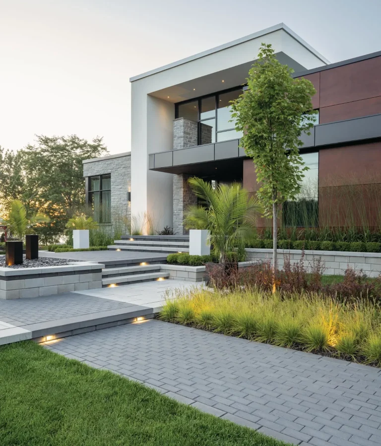 Front entrance modern landscaping - enhancing curb appeal 