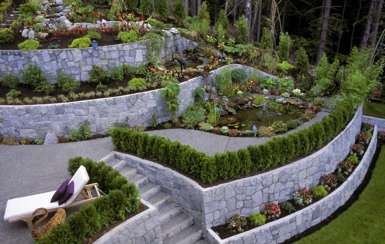 Multi Level Backyard Using Retaining Walls & Full Landscaping