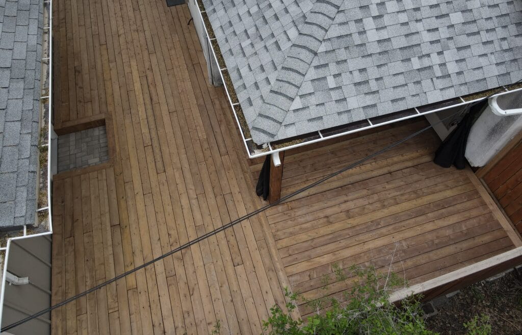 Pressure treated deck and overhang installation in Winnipeg Manitoba