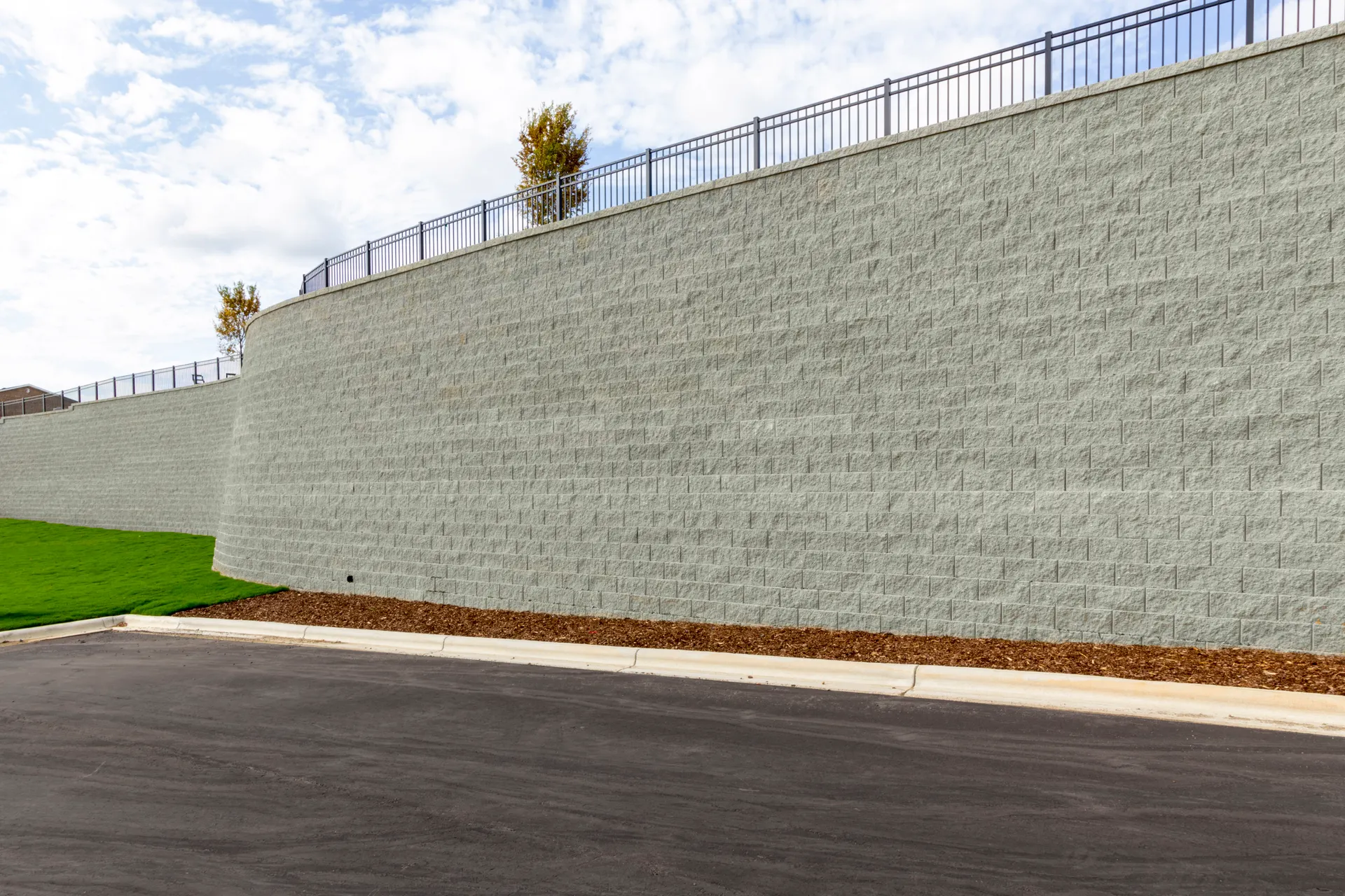 Commercial retaining wall above parking lot Winnipeg Manitoba 
