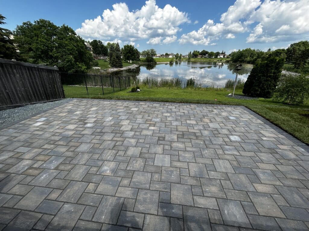 Barkman verano paver patio installation by Genesis Interlocking & Custom Landscaping in Winnipeg Manitoba